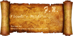 Ficsór Milán névjegykártya