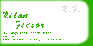 milan ficsor business card